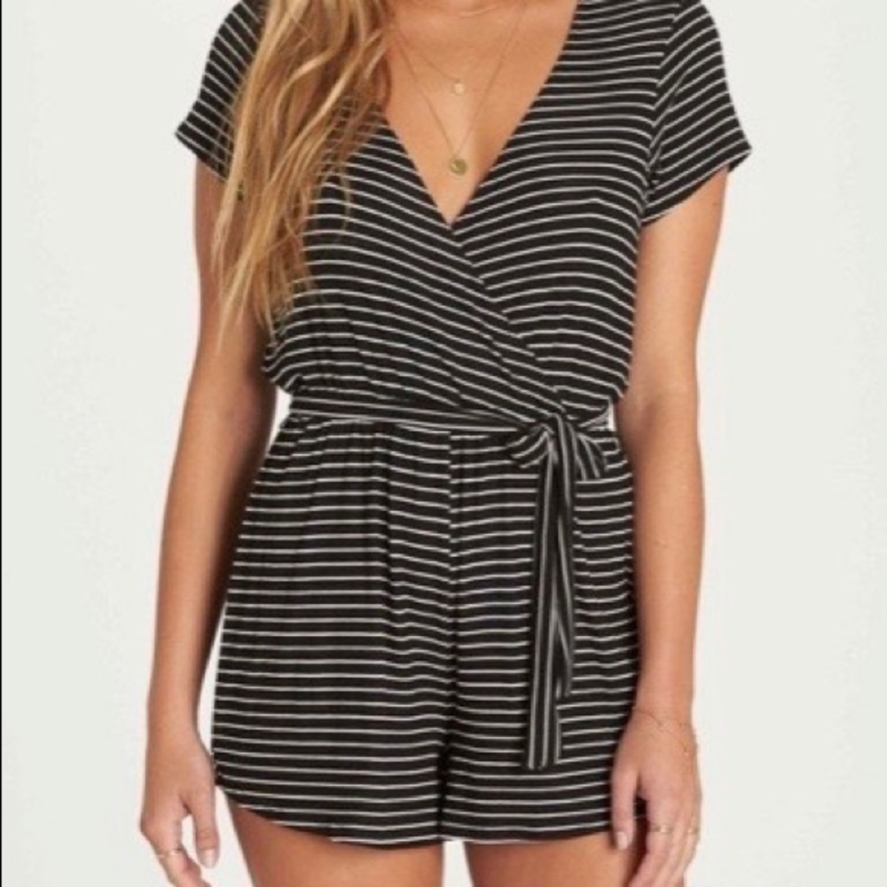 Black and white stripped romper